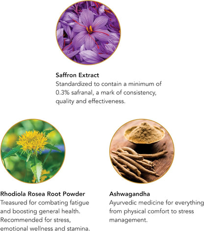 Botanic Choice Stress Complex Capsules – Traditional Herbal Supplement with Saffron, Ashwagandha, Rhodiola – Gluten-Free, 60 Capsules