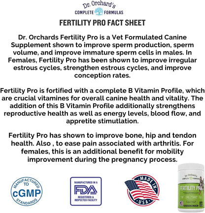 Dr. Orchards Fertility Pro for Dogs - Vet Formulated - for Males and Females -120ct