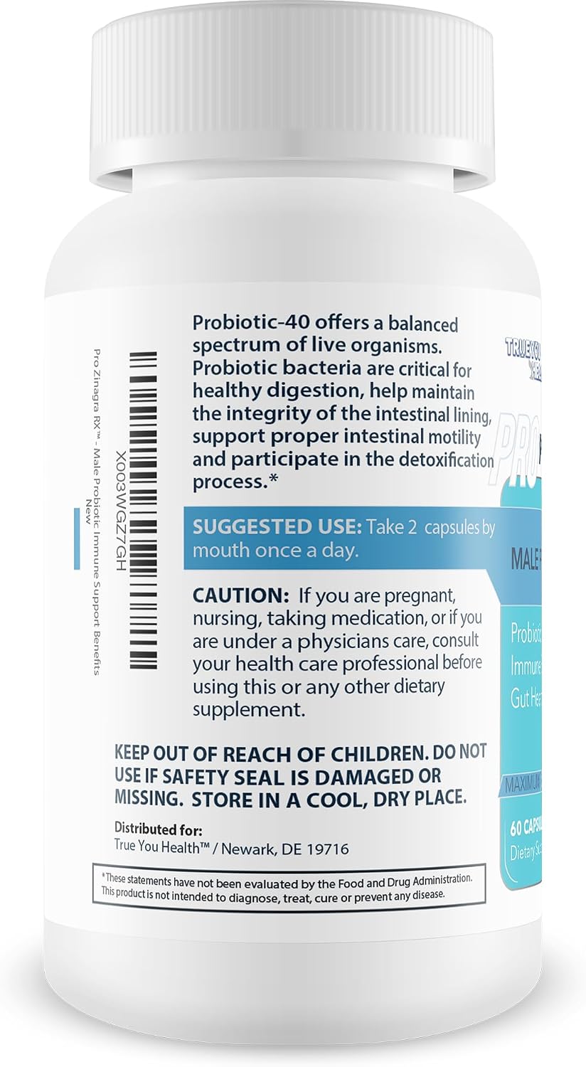 Pro Zinagra RX Male Probiotic Support - 40 Billion CFU with Vitamin D & Zinc - görsel 3