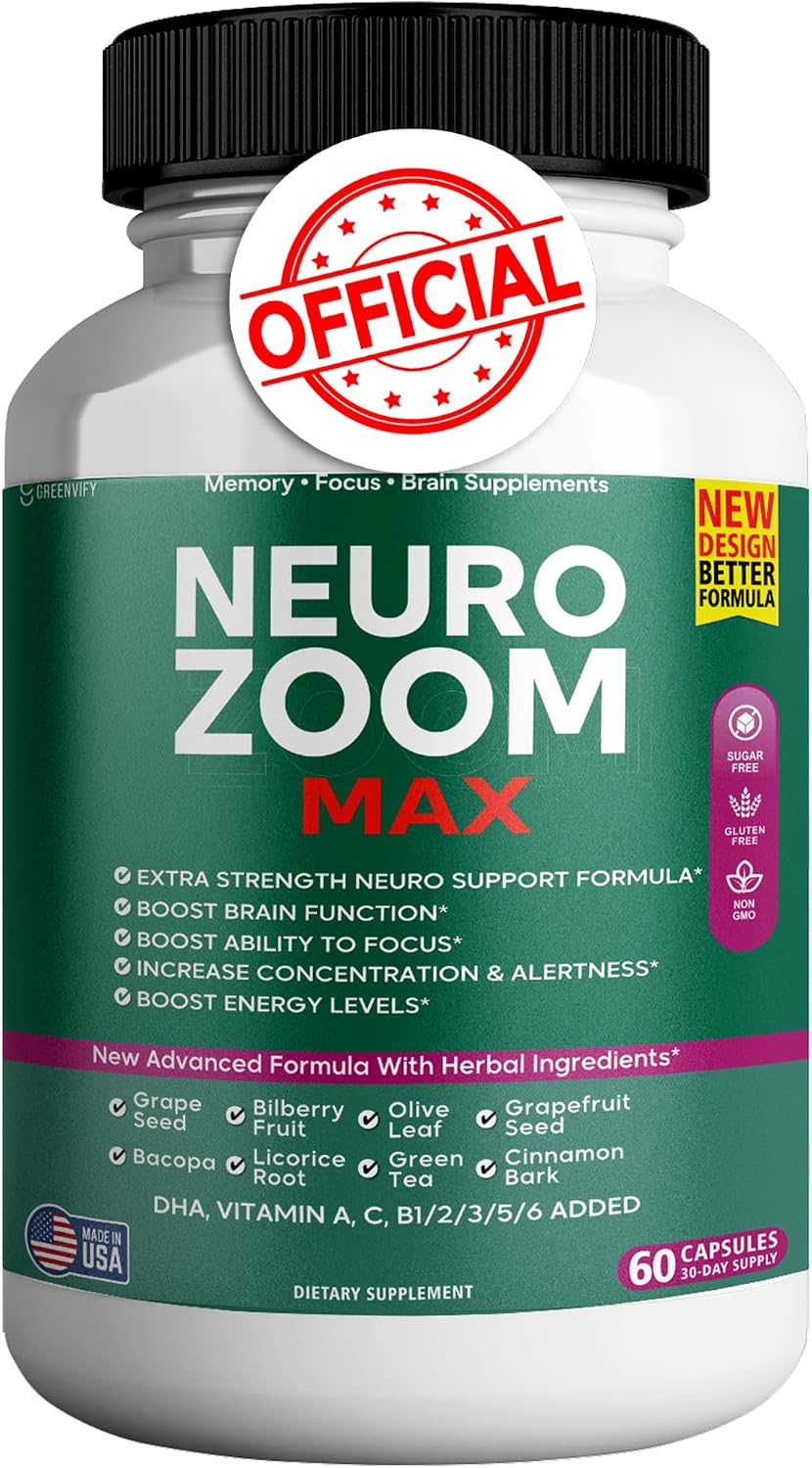 Neuro Zoom Max Extra Strength Brain Support with Herbal Ingredients, 60 Capsules - görsel 6
