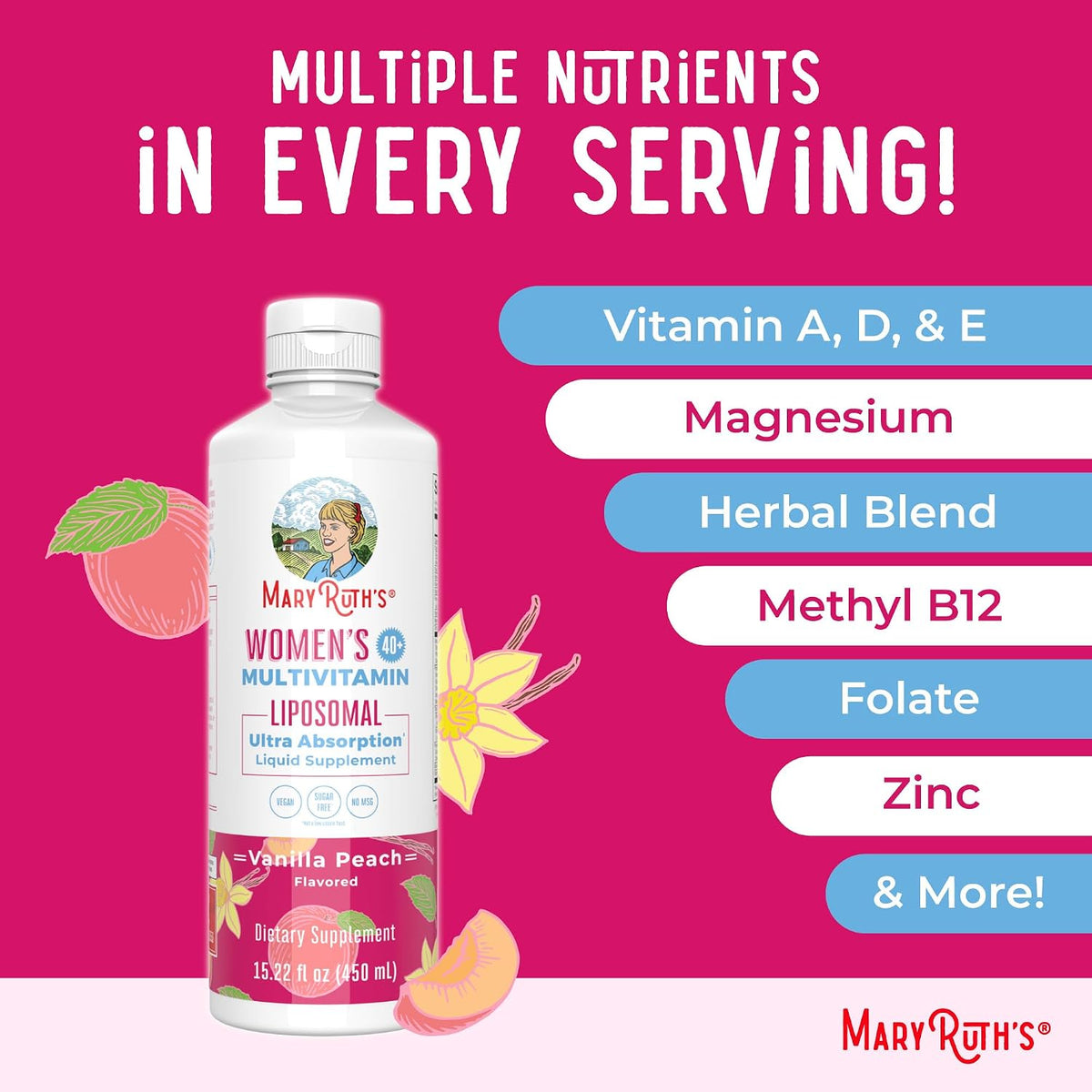 MaryRuth's Multivitamin Liposomal for Women 40+ | 450 ml - görsel 7
