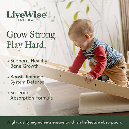 Live Wise Naturals Organic Vitamin D3 K2 Liquid Drops for Infants - 225 Servings