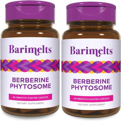 BariMelts Berberine Phytosome 550mg – Contributes to Normal Metabolism & Blood Sugar Levels – 60 Smooth-Coated Caplets