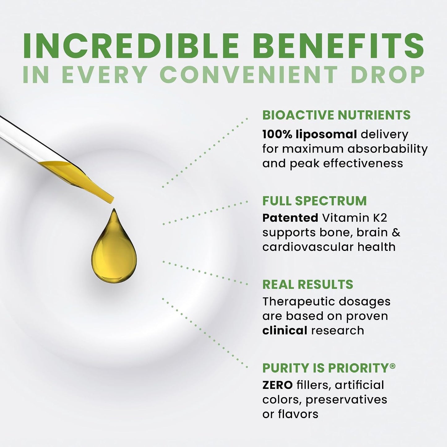 Pure Therapro Rx Ultimate K2 Supplement - Liquid Liposomal Vitamin K2 Drops - 600mcg MK4 & MenaQ7 MK7 - 10 mL (90 Servings) - görsel 4