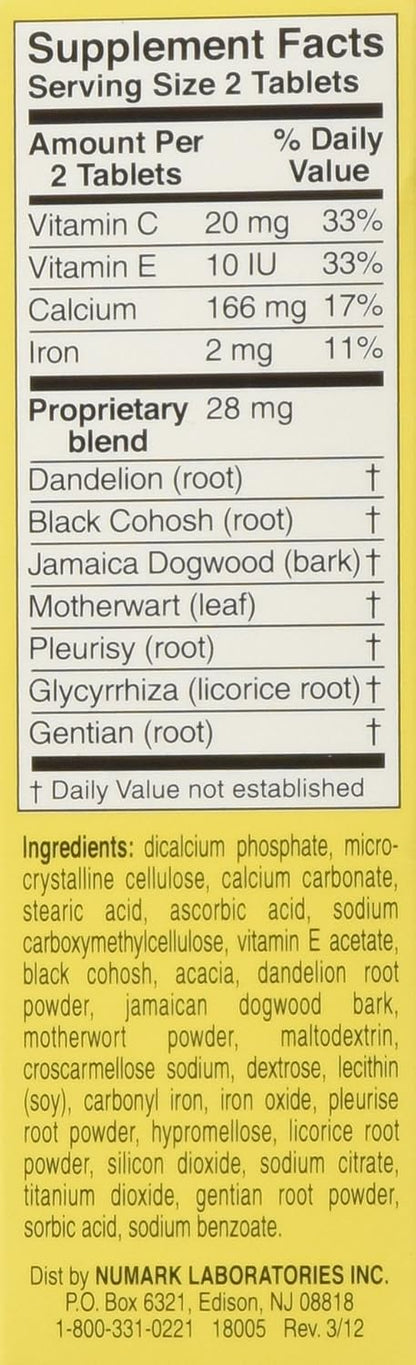 Lydia Pinkham Herbal Supplement Tablets for Menstruation and Menopause Support, 72 Tablets
