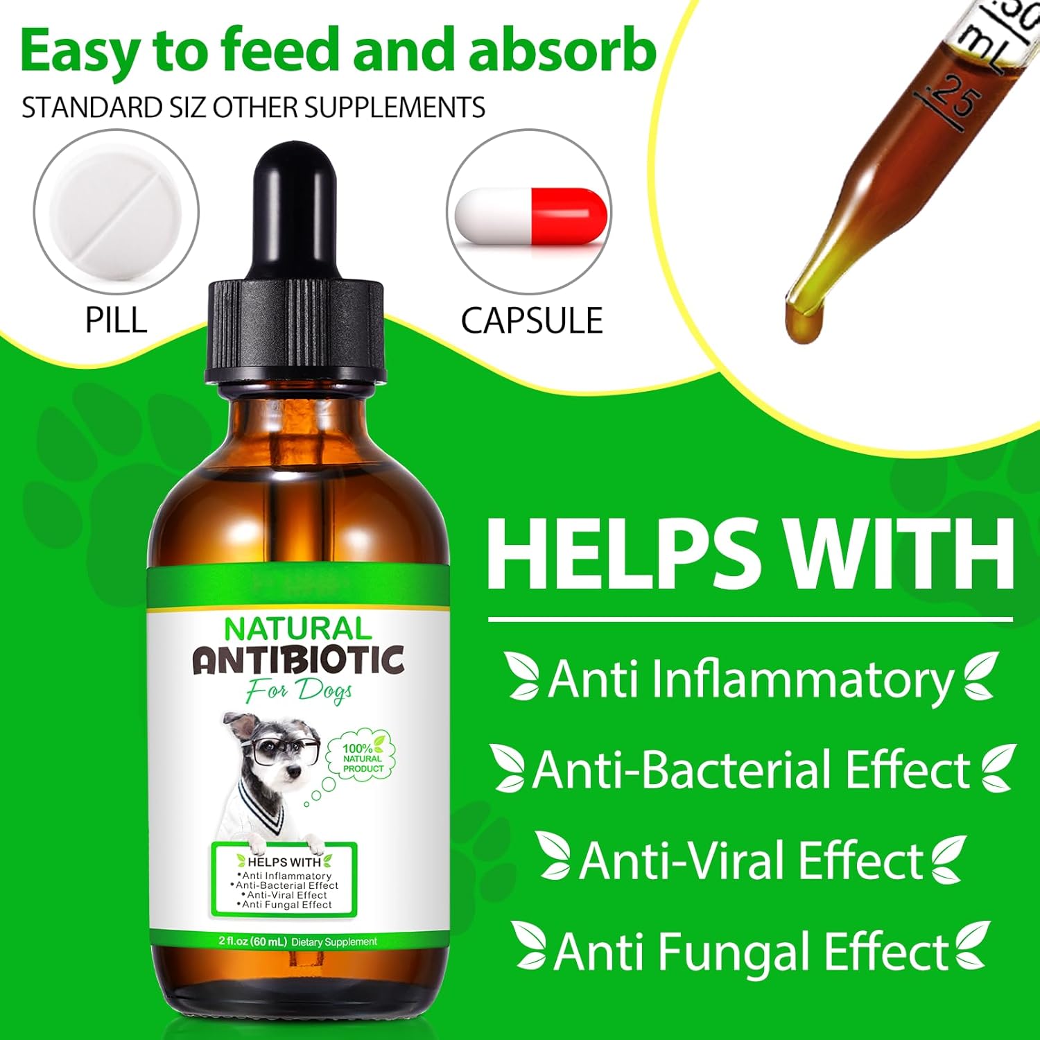 Dog Antibiotics - Natural Antibiotics for Dogs - Dog Multivitamin Herbal Supplements (60ml) - görsel 9