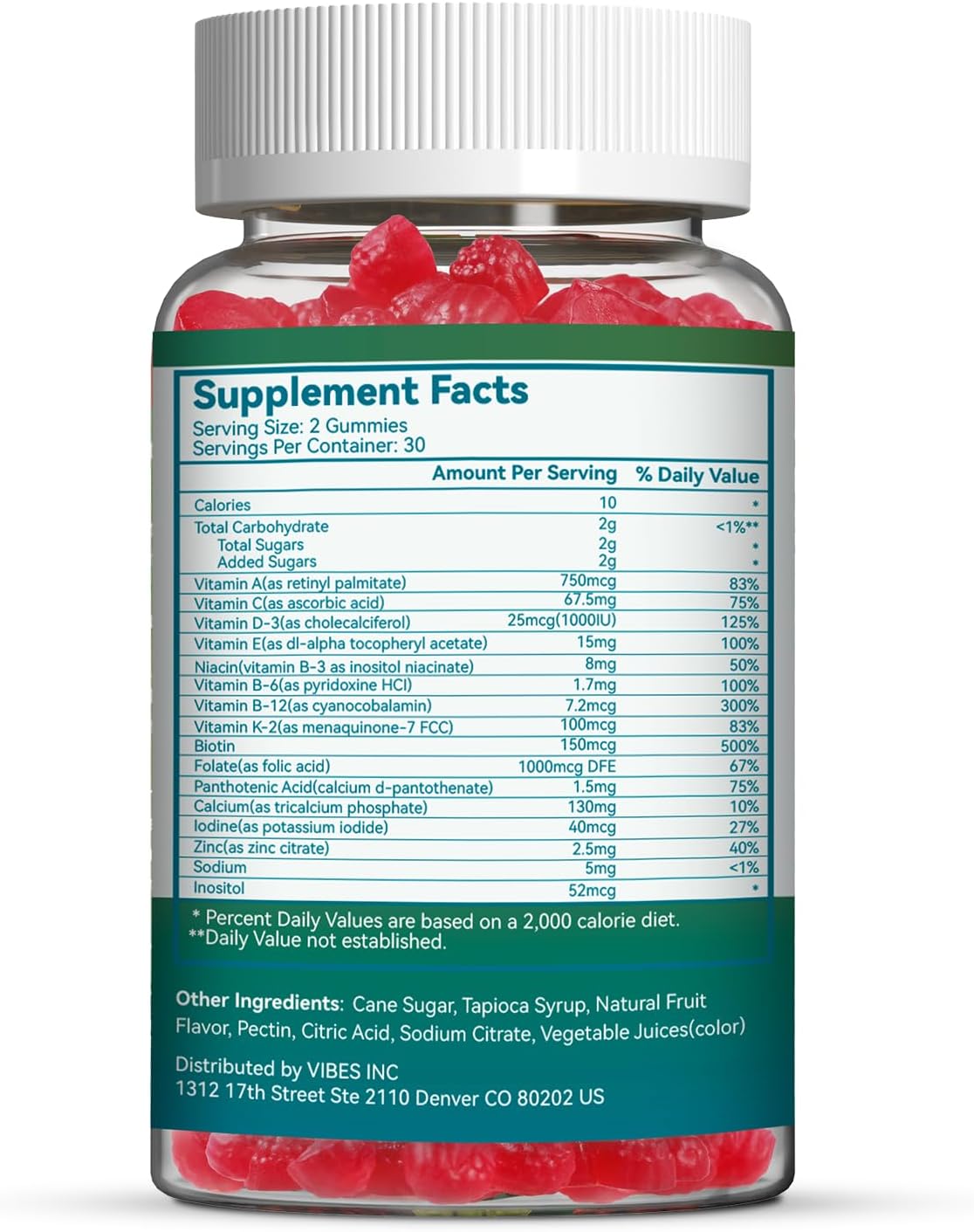 SmildeHeal Women's Multivitamin Gummies, Vitamins A, C, D3, E, K, B12, Calcium, Biotin, Folic Acid, Inositol, 60-Day Supply (120 Count) - görsel 6