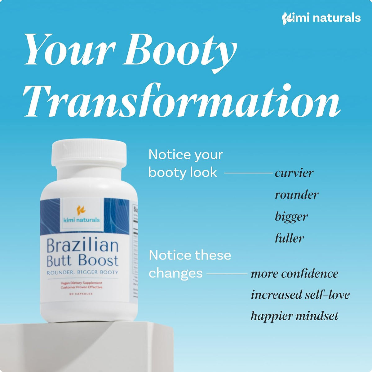 Kimi Naturals Butt Enhancer Pills – Natural Booty Builder for Bigger Buttocks and Curves – 60 Capsules - görsel 1