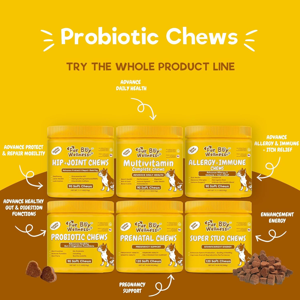 Vet Strength Probiotics for Dogs - Fast Relief for Diarrhoea, Gas & Upset Stomach - Maximum Gut, Immune & Allergy Support - Pumpkin Flavour Soft Chews for All Breeds, 90 Count - görsel 8