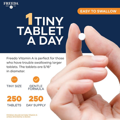 Freeda Vitamin A 15,000 IU – Retinyl Palmitate – Vegan, Kosher – 250 Tablets