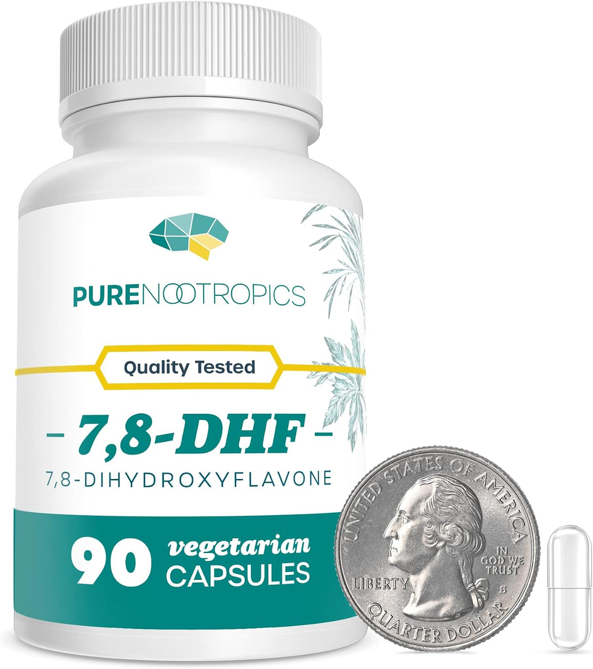 Pure Nootropics 7,8-DHF (7,8-Dihydroxyflavone) Capsules | 25 mg | 90 Vegetarian Capsules - görsel 1