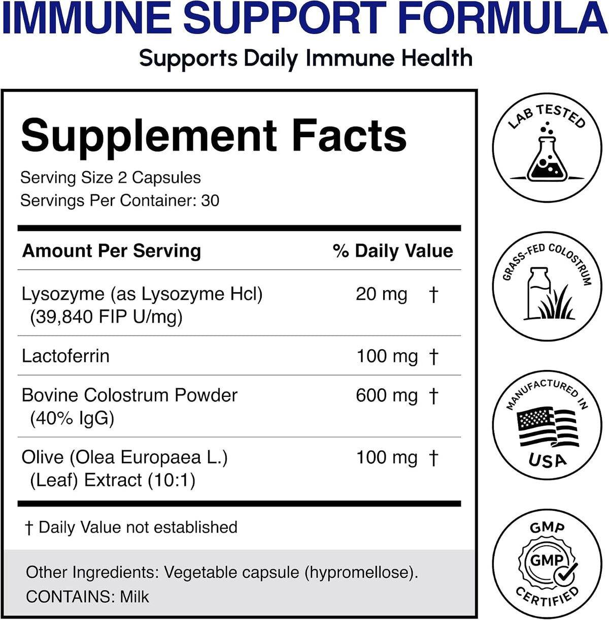 ImmunoCillin Immune Support Supplement with Lactoferrin, Lysozyme, Bovine Immunoglobulin & Olive Leaf Extract – Supports Immune Defence, Promotes Cellular Health for Adults – 60 Capsules - görsel 6