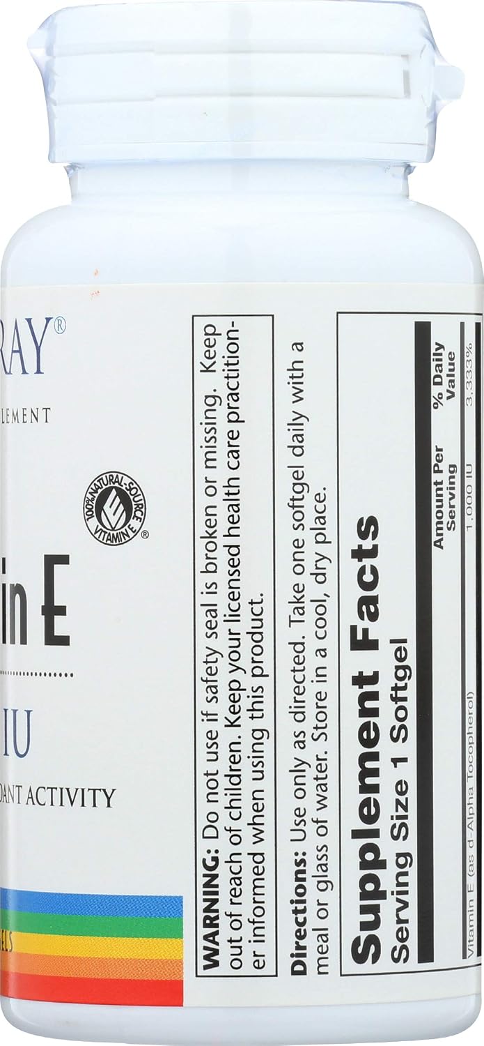 Solaray E-1000 d-Alpha Tocopherol 1000 IU - 60 Softgels - görsel 7