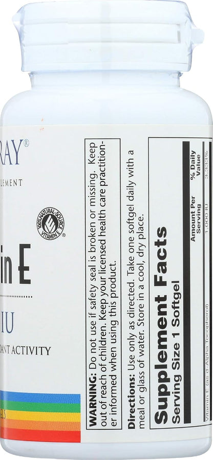 Solaray E-1000 d-Alpha Tocopherol 1000 IU - 60 Softgels
