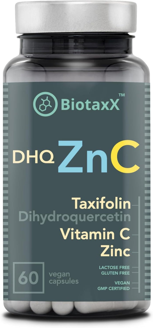 Taxifolin (Dihydroquercetin) + Vitamin C + Zinc – 500 mg, 60 Vegan Capsules – Antioxidant Cell Protection + Immune System Support