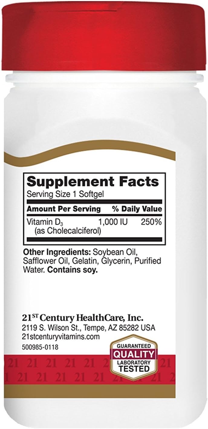 21st Century D3 1000 IU Softgels, 250 Capsules - görsel 3