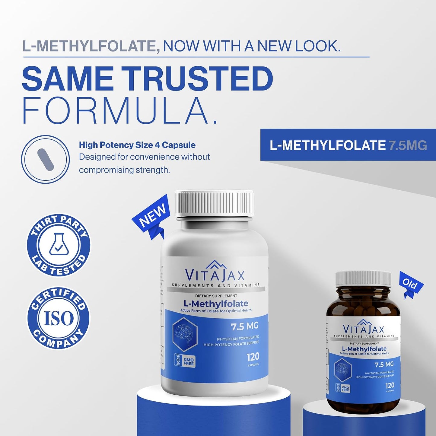 L Methylfolate 7.5 mg | 120 Caps | Max Potency Active Folate | VITAJAX - görsel 2