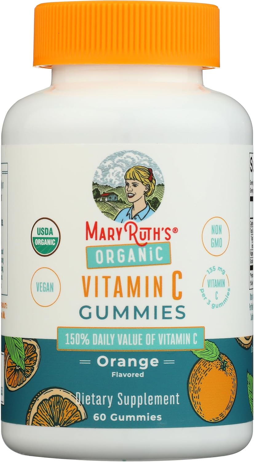 MARYRUTH'S Adult Vitamin C Gummies | USDA Organic | Vegan Chewable Vitamin C Gummies for Ages 14+ | for Immune Support & Overall Wellness | Vegan | Non-GMO | Orange Flavour | 60 Count - görsel 4