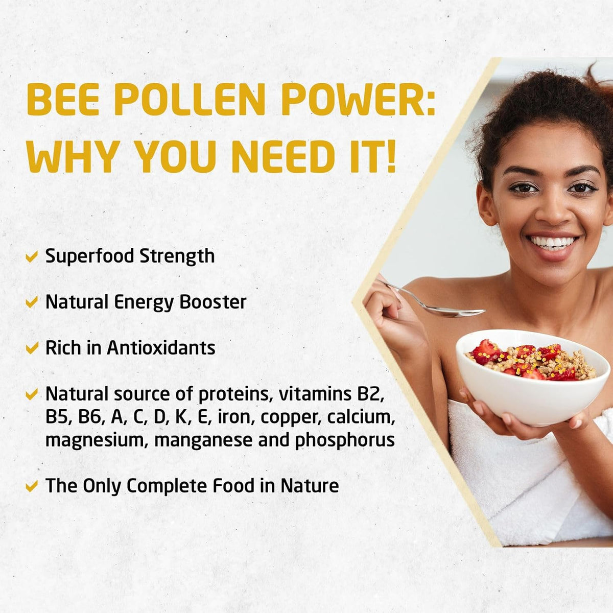 Bee and You - 100% Natural & Raw Bee Pollen Granules, Bee Pollen Supplement, Natural Superfood, Amino Acids, Antioxidants, Enzymes, Vitamin B, Paleo, Keto, Gluten-free, Adults | 140g Pack of 2 - görsel 4