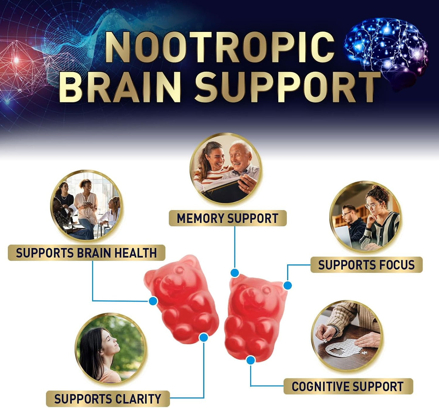 Nature's Nutrition Brain Supplement with Phosphatidylserine – Memory and Focus Gummies, 60 Count - görsel 6