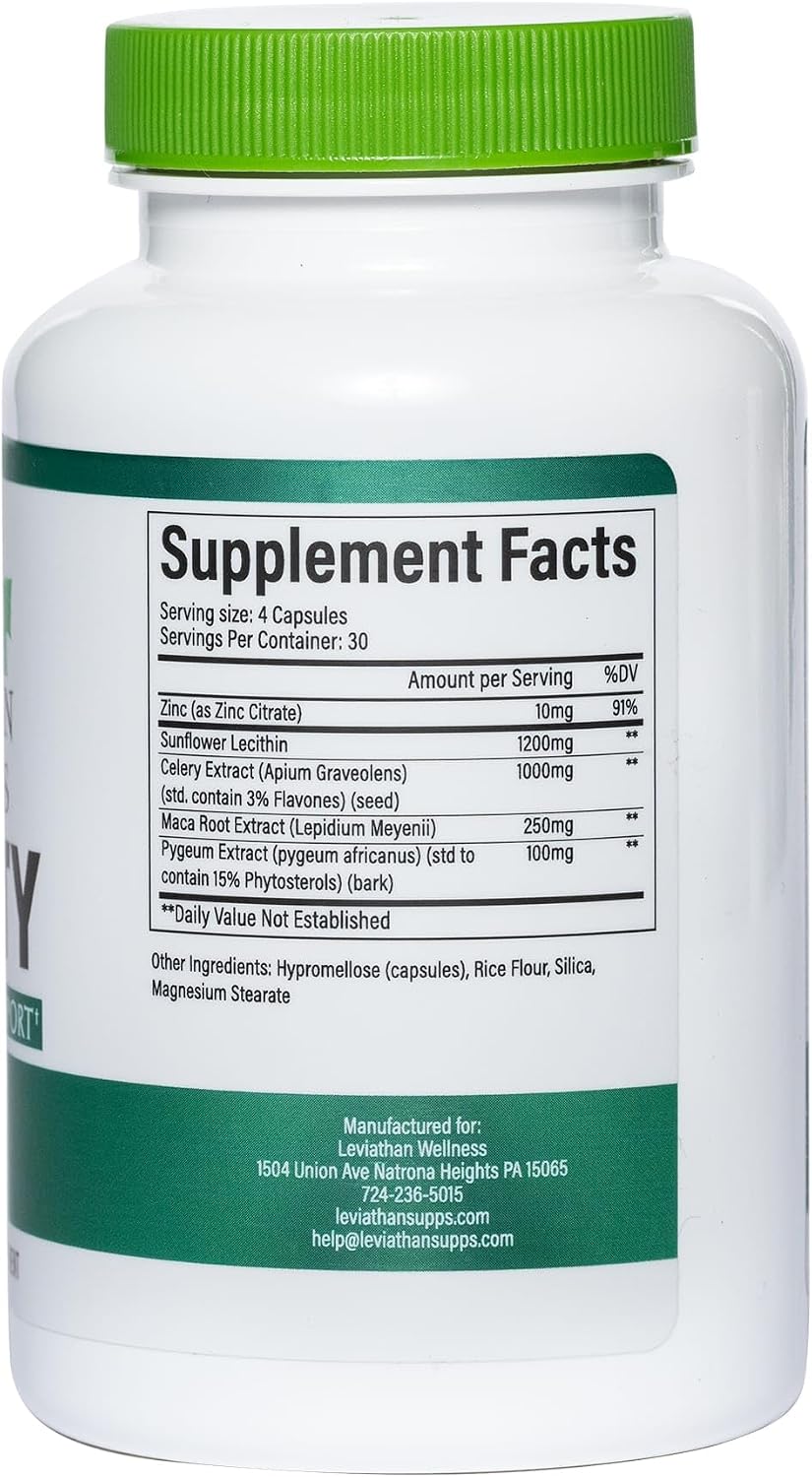 Virility - Men's Potency Support: Zinc, Sunflower Lecithin, Pygeum & Celery Extract, Maca Root - 120 Capsules - görsel 8