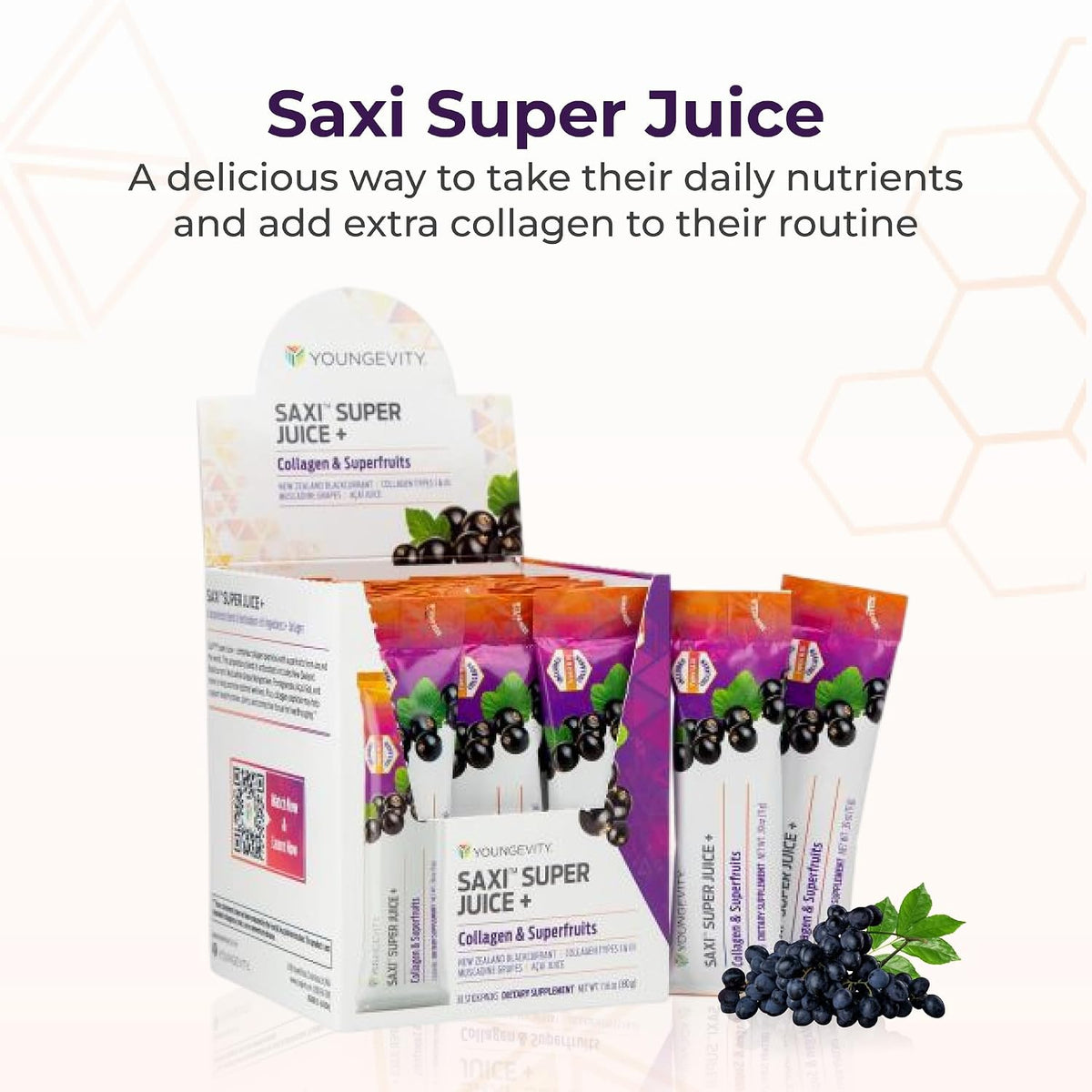 Youngevity SaXi™ Super Juice + | Collagen and Superfruits | New Zealand Blackcurrant - görsel 2