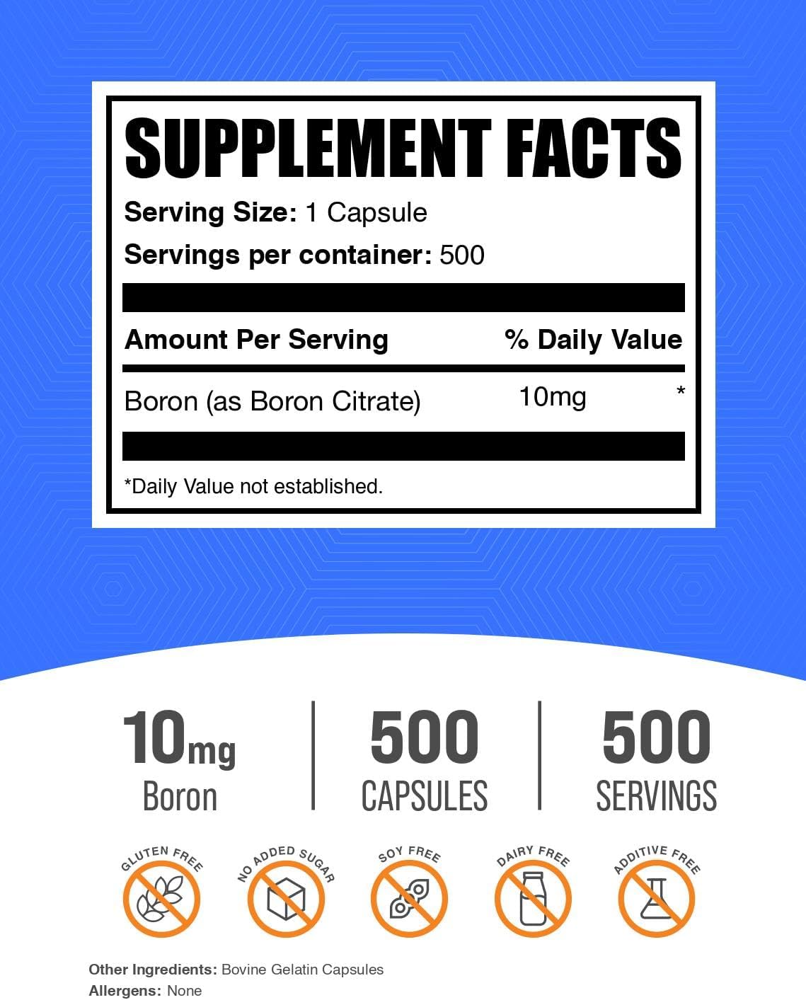 BulkSupplements Boron Citrate Capsules - 10mg, 500 Count - görsel 2