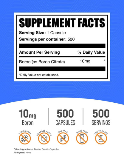 BulkSupplements Boron Citrate Capsules - 10mg, 500 Count