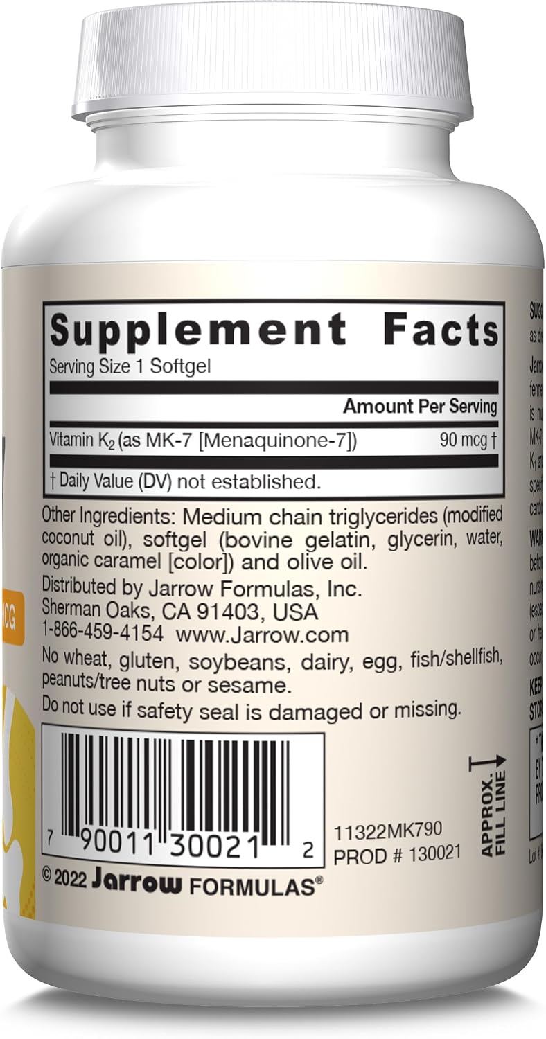 Jarrow Formulae MK-7 90 mcg – Vitamin K2 (MK-7) Food Supplement for Bone and Cardiovascular Health – 90 Softgels - görsel 9