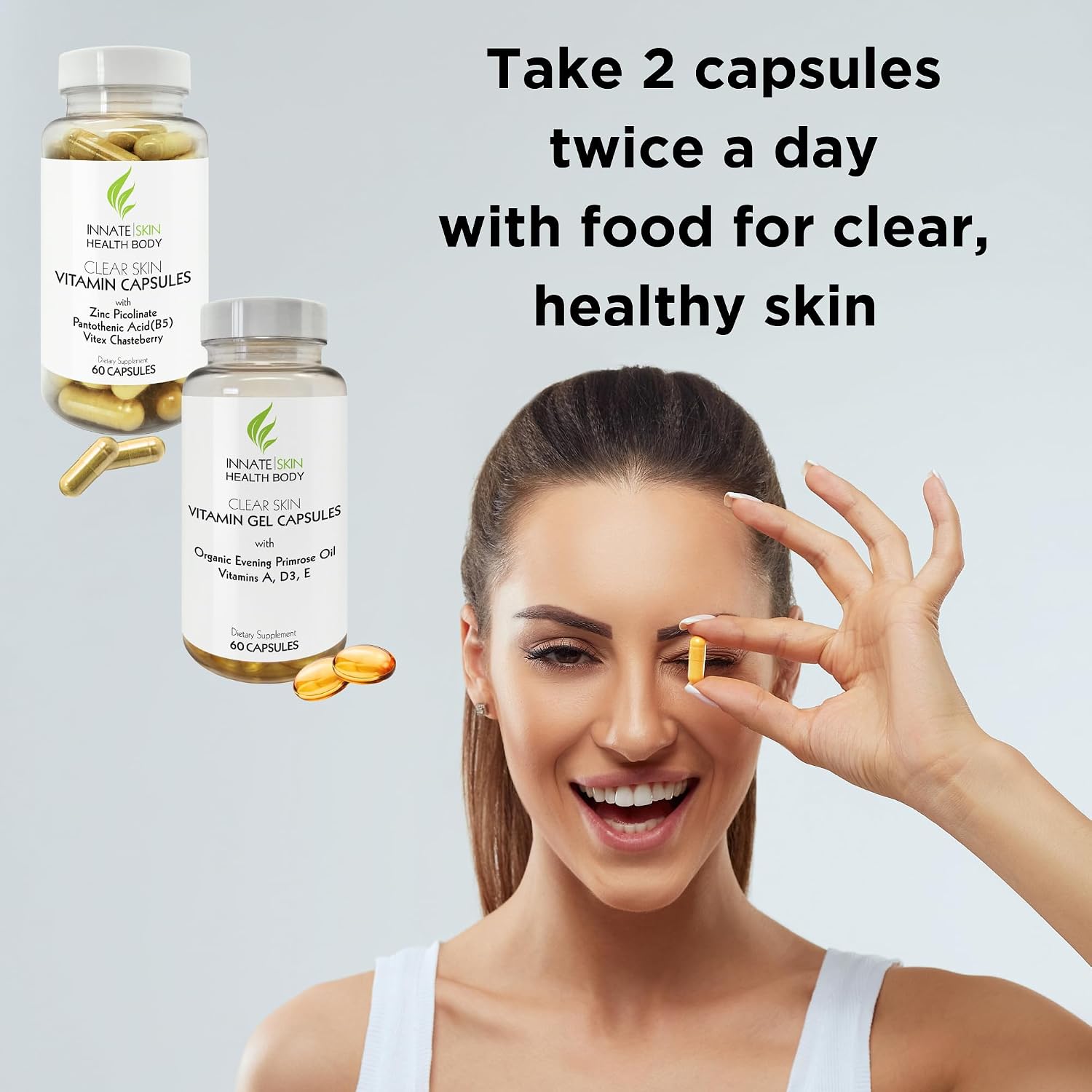 Clear Skin Acne Vitamin System - 60 Capsules (2-Pack) - görsel 6