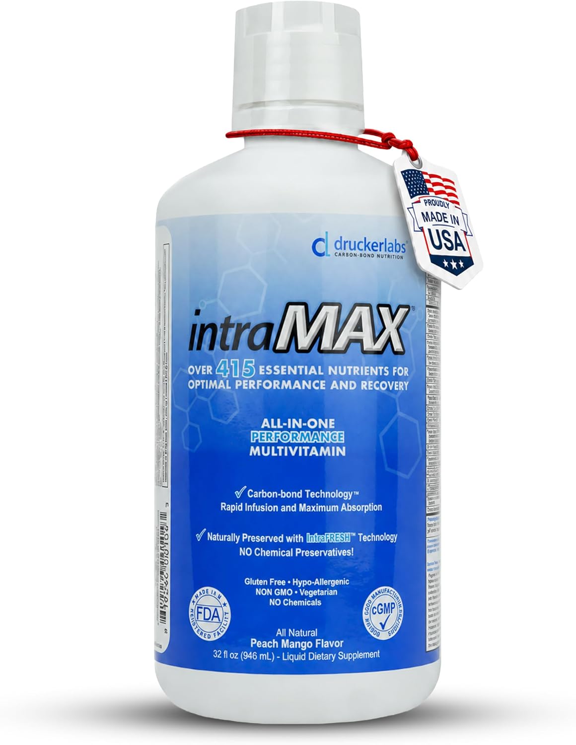 intraMAX Organic Liquid Multivitamin – 946 ml, Peach Mango - görsel 1