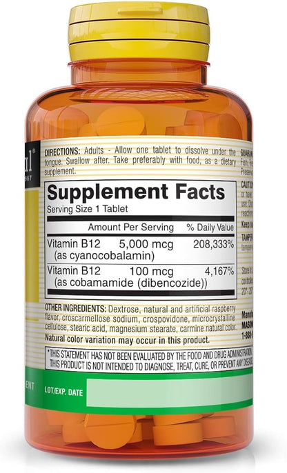 Mason Natural Vitamin B12 5000 mcg Sublingual Tablets (2 Pack)