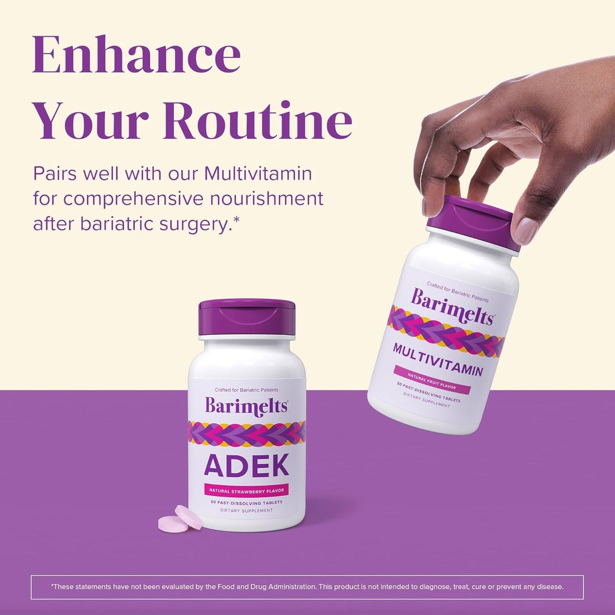 Barimelts ADEK – 60 Fast-Dissolving Tablets – Sugar-Free Bariatric Vitamins for Women – Natural Strawberry Flavour (2-Month Supply) - görsel 7