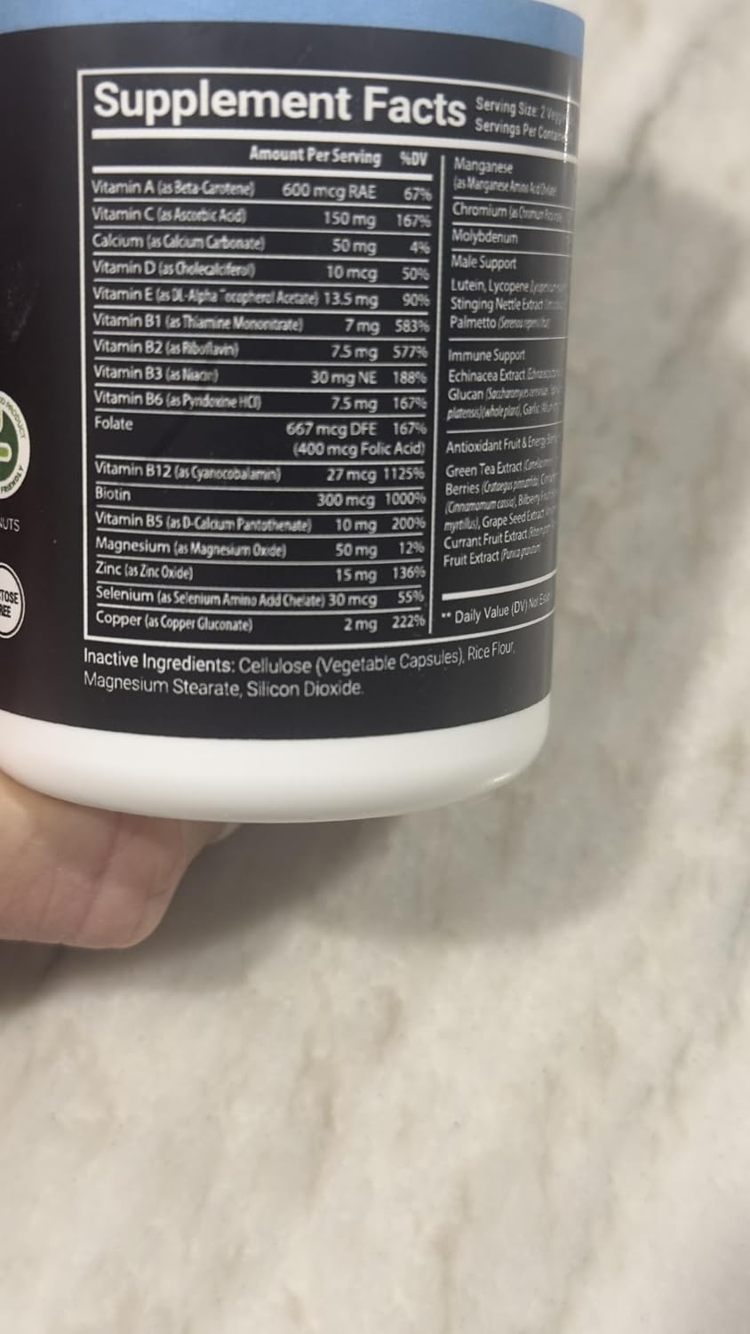 Stellar Labs Men's Low FODMAP Vegan Daily Multivitamin – No Iron, Gentle on Sensitive Stomachs - görsel 2