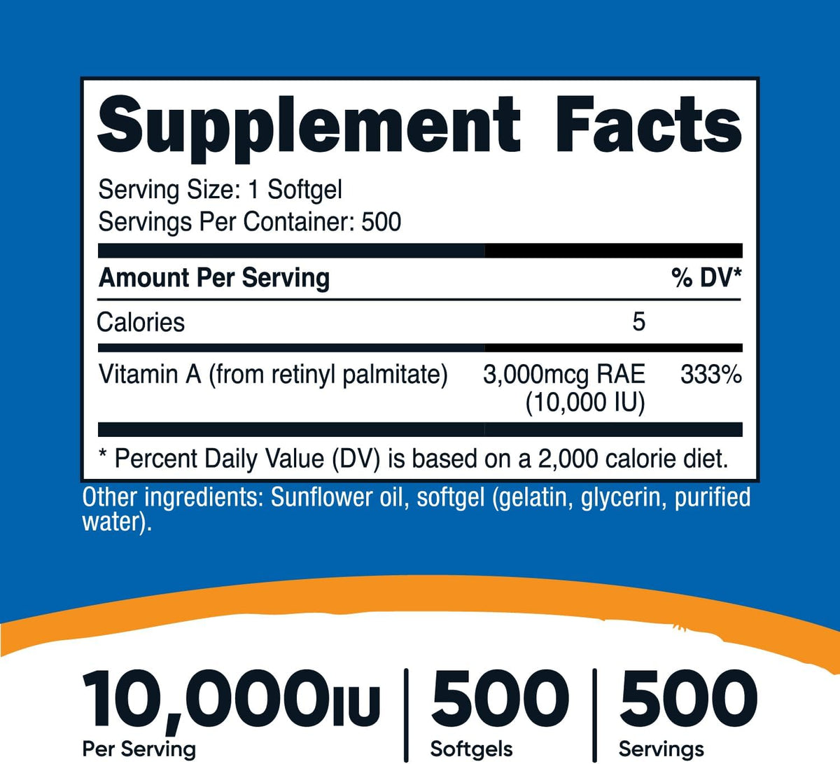 Nutricost Vitamin A 10,000 IU, 500 Softgels (3 Bottles) - görsel 2