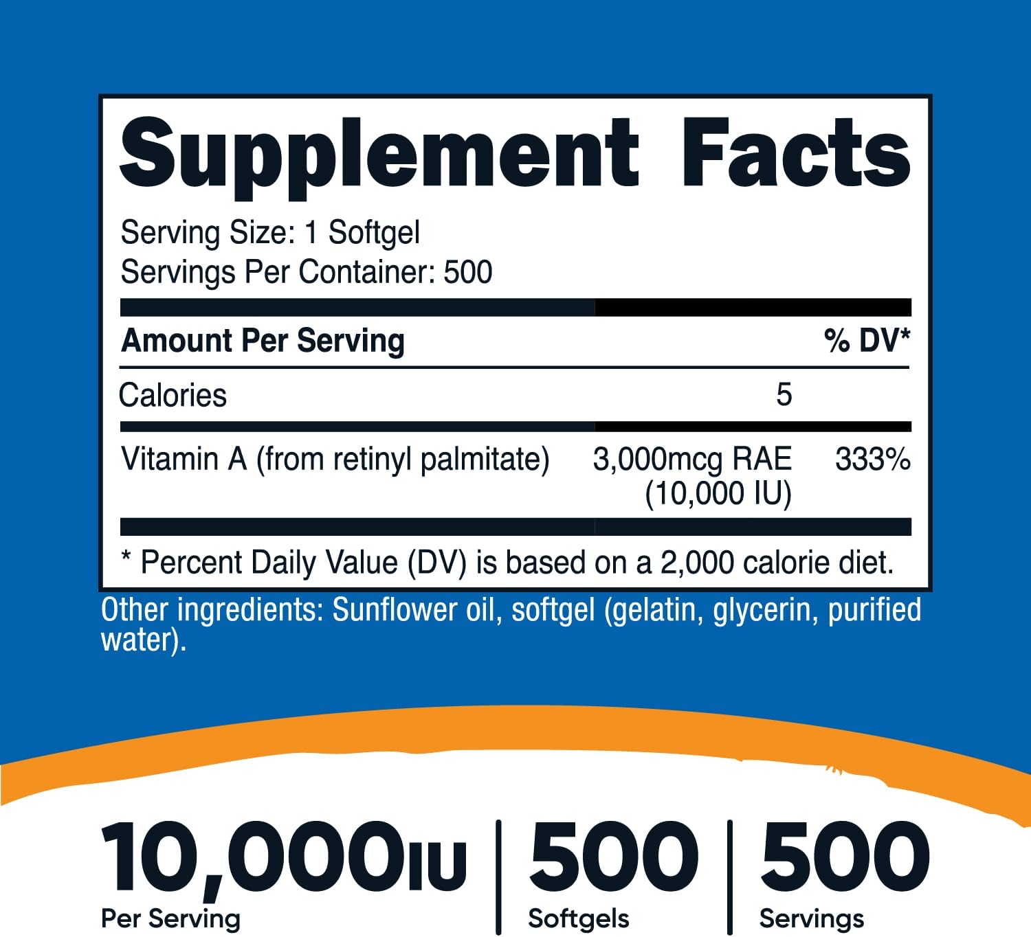 Nutricost Vitamin A 10,000 IU, 500 Softgels (3 Bottles) - görsel 2