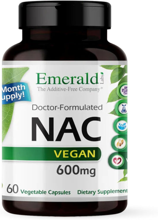 EMERALD LABS NAC 600mg – N-Acetyl-L-Cysteine Vegan Supplement (60 Capsules)