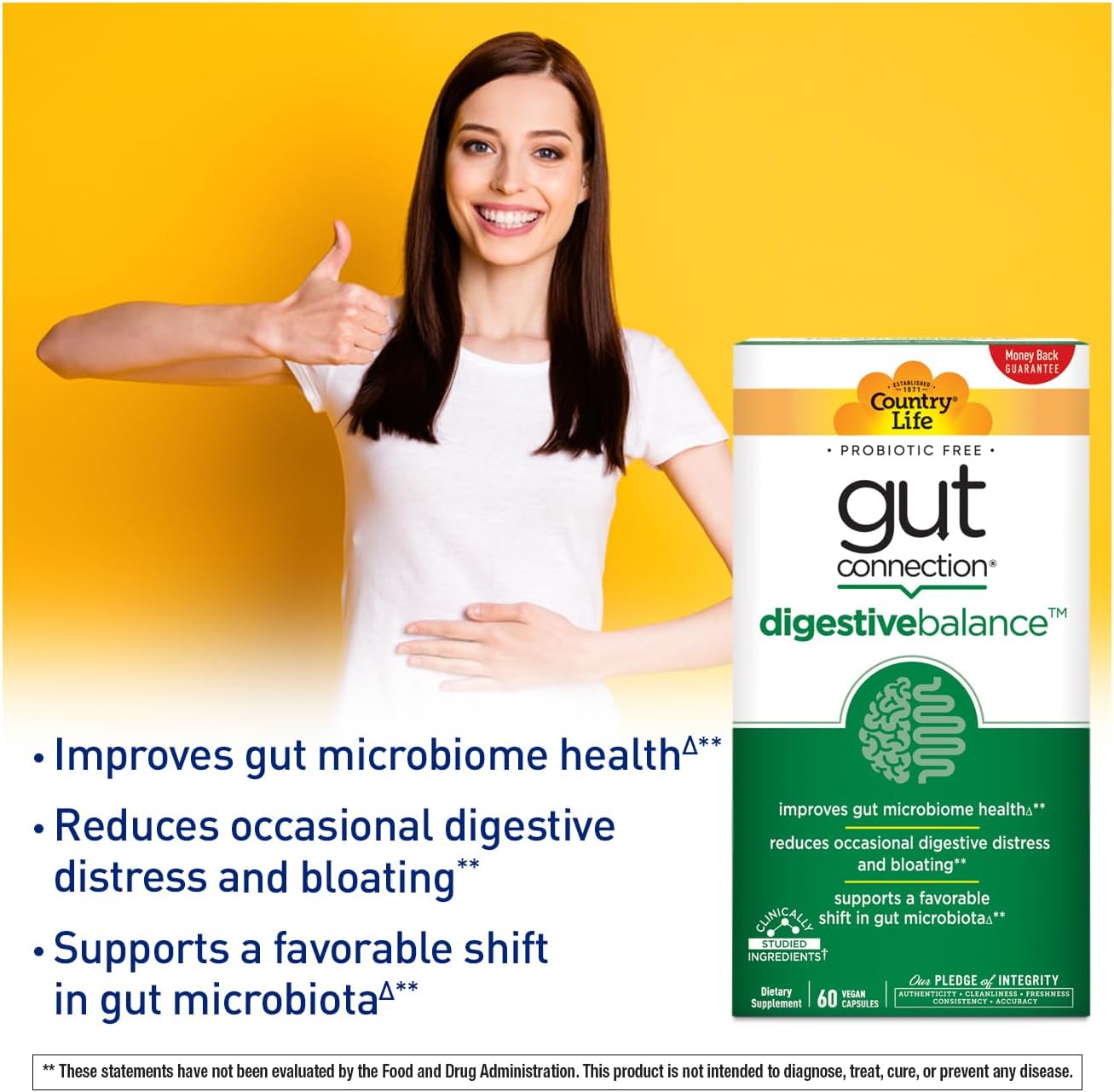 Country Life Gut Connection Digestive Balance – Prebiotic & Digestive Supplement for Gut Health (60 Capsules) - görsel 3