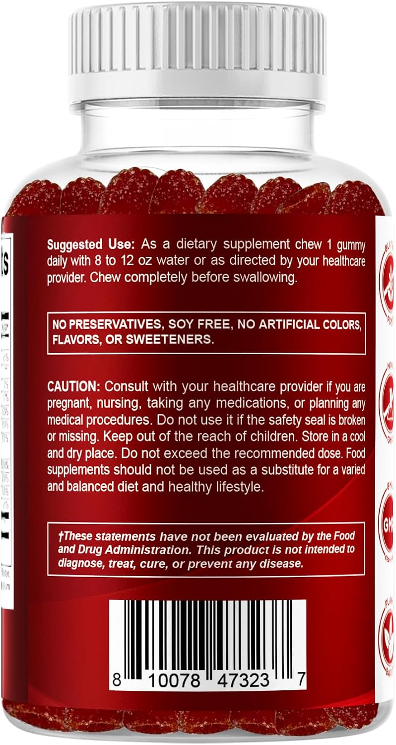 Vitamatic Vitamin B Complex Gummies with Vitamin C & Inositol - Natural Strawberry Flavour - 60 Gummies - görsel 9