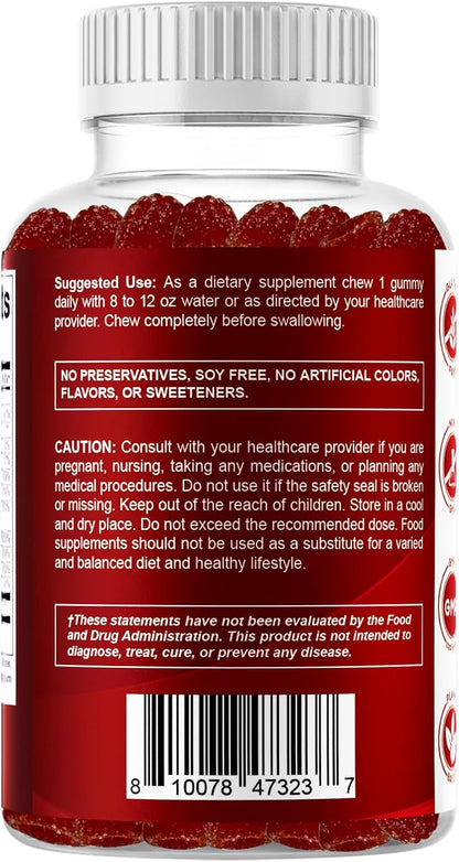 Vitamatic Vitamin B Complex Gummies with Vitamin C & Inositol - Natural Strawberry Flavour - 60 Gummies