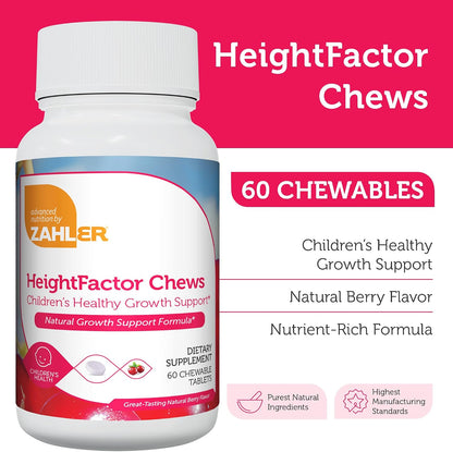 Zahler HeightFactor Chewable Tablets - Children's Height Growth Supplement (60 Count)