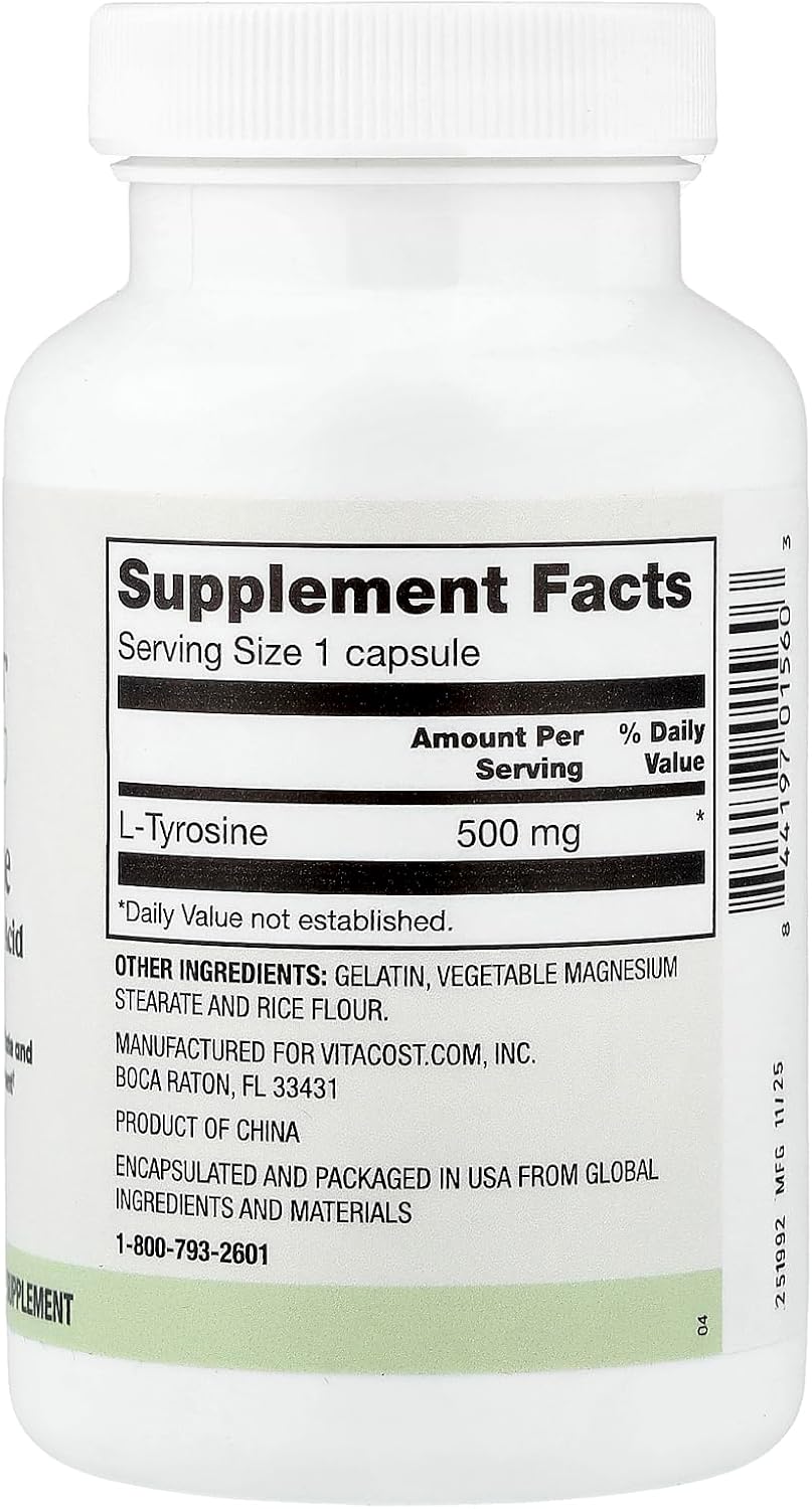 Vitacost Everyday, L-Tyrosine, 500 mg, 100 Capsules - görsel 2