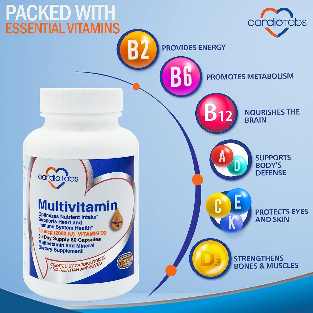 Cardiotabs Multivitamin for Men and Women | Heart & Immune Support | 120 Capsules - görsel 4