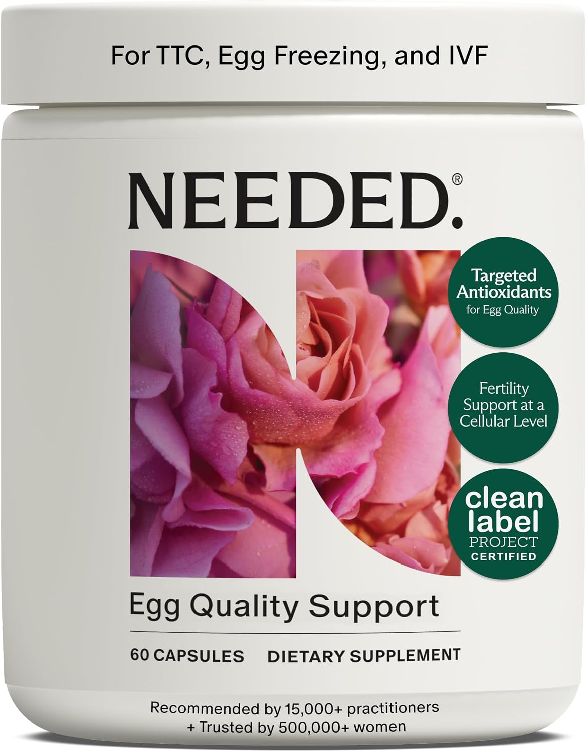 Needed. Egg Quality Support - Optimally Formulated Antioxidants Supplement for Egg Quality - Fertility Support - Fertility Supplement for Women - 60 Capsules - 30 Day Supply - görsel 1