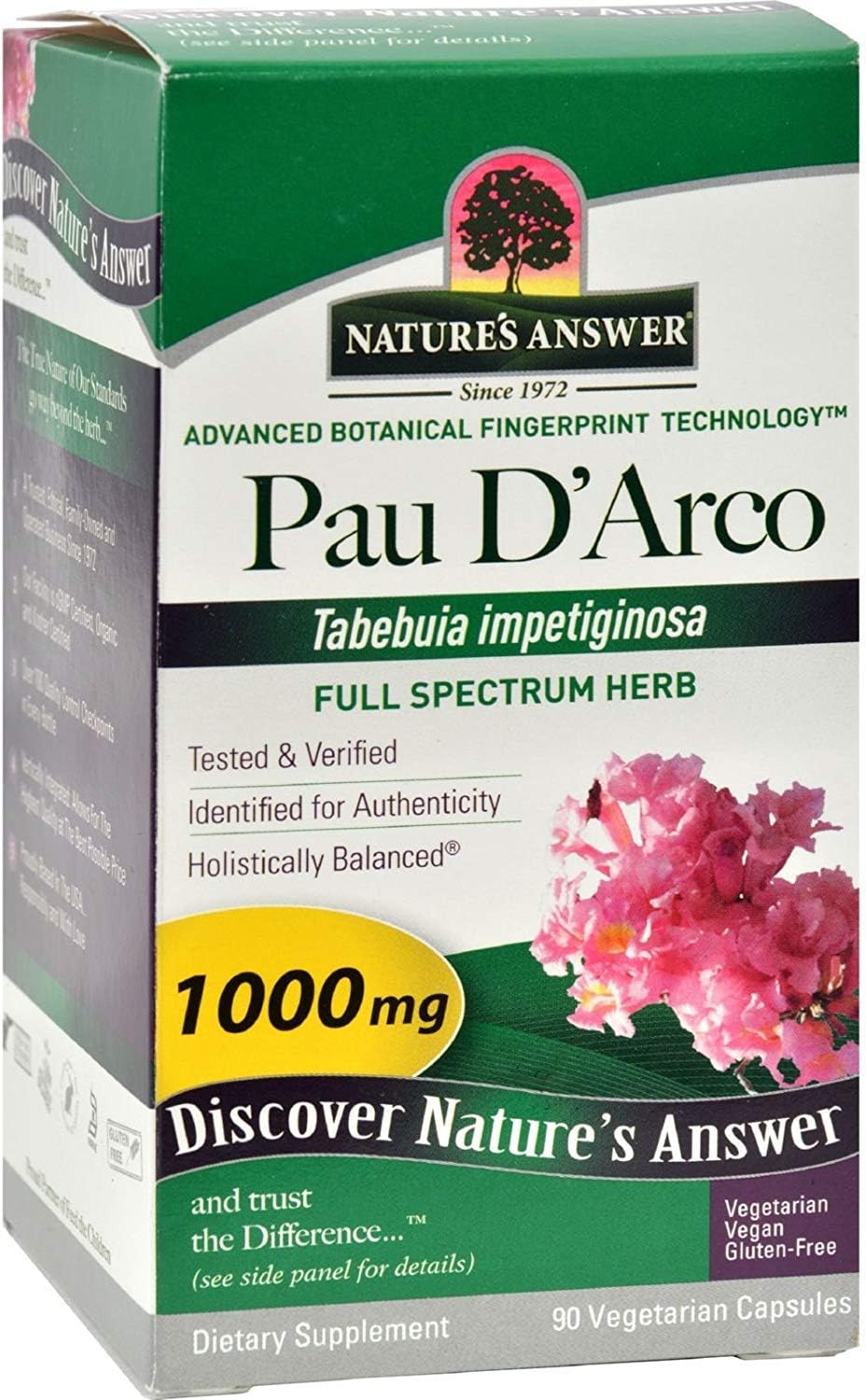 Nature's Answer Pau D'Arco Supplement Capsules - 1000 mg, 90 Count - görsel 1