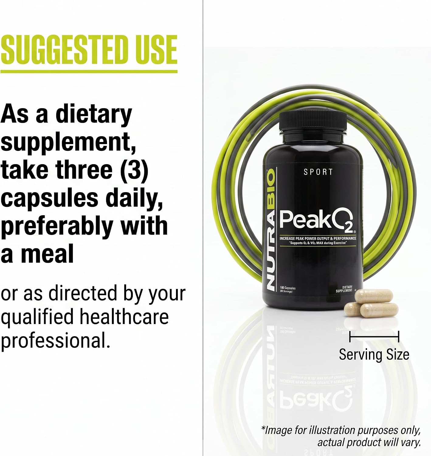 NutraBio PeakO2 Sports Supplement, 180 Capsules - Organic Mushroom Blend for Athletic Performance and General Health - görsel 7