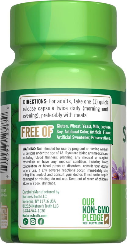 Nature's Truth Saffron Extract Supplement | Concentrated Capsules | Non-GMO & Gluten-free