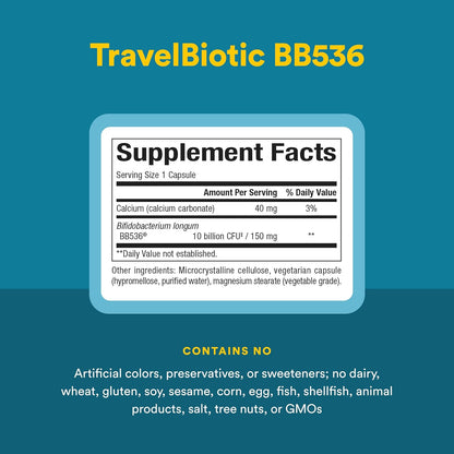 Natural Factors TravelBiotic - Shelf-Stable Probiotic Supplement - 10 Billion CFU - 60 Capsules