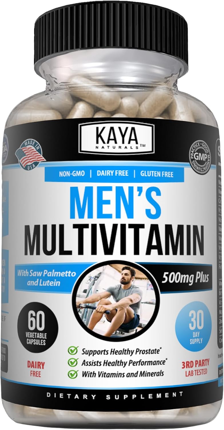 Kaya Naturals Multivitamin for Men - Men's Prostate Multivitamin - Multi Mineral Daily Supplement - Pills for Men - Supports Healthy Prostate - Vitaminas para Hombres - 60 Veggie Capsules - görsel 1