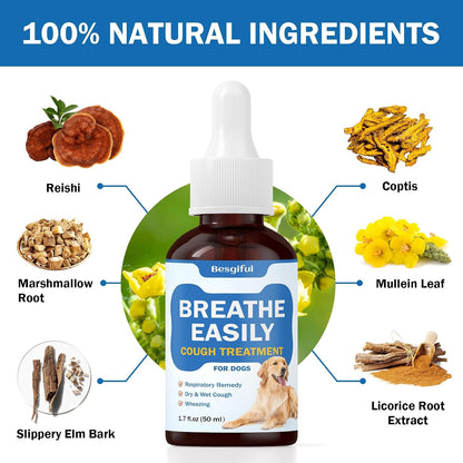 Besgiful Natural Herbal Trachea Support for Dogs – Cough Elixir with Mullein Leaf & Marshmallow